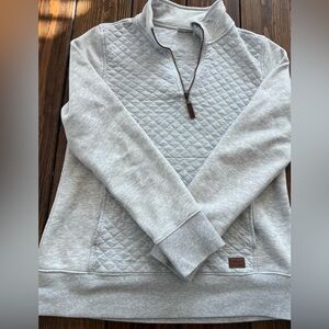 L.L. Bean Light Grey Quilted Medium Pullover Quarter Zip Up
